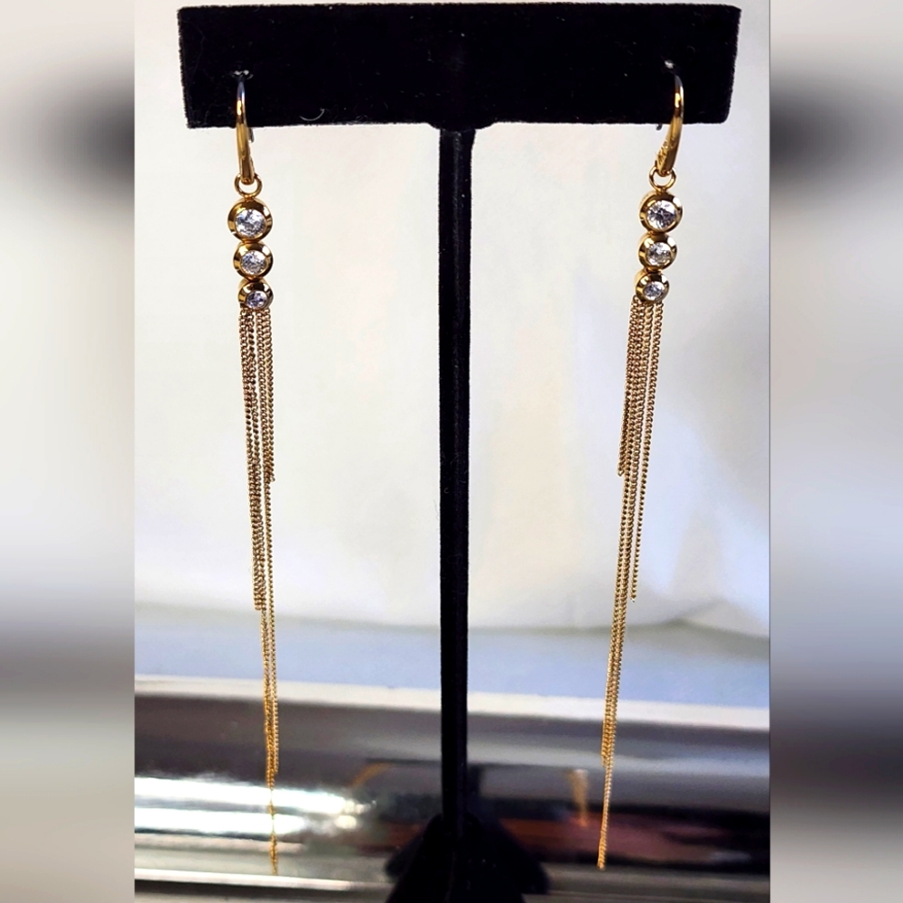 Michael Kors Gold Chain Link Dangle Drop Crystal Chandelier Earrings